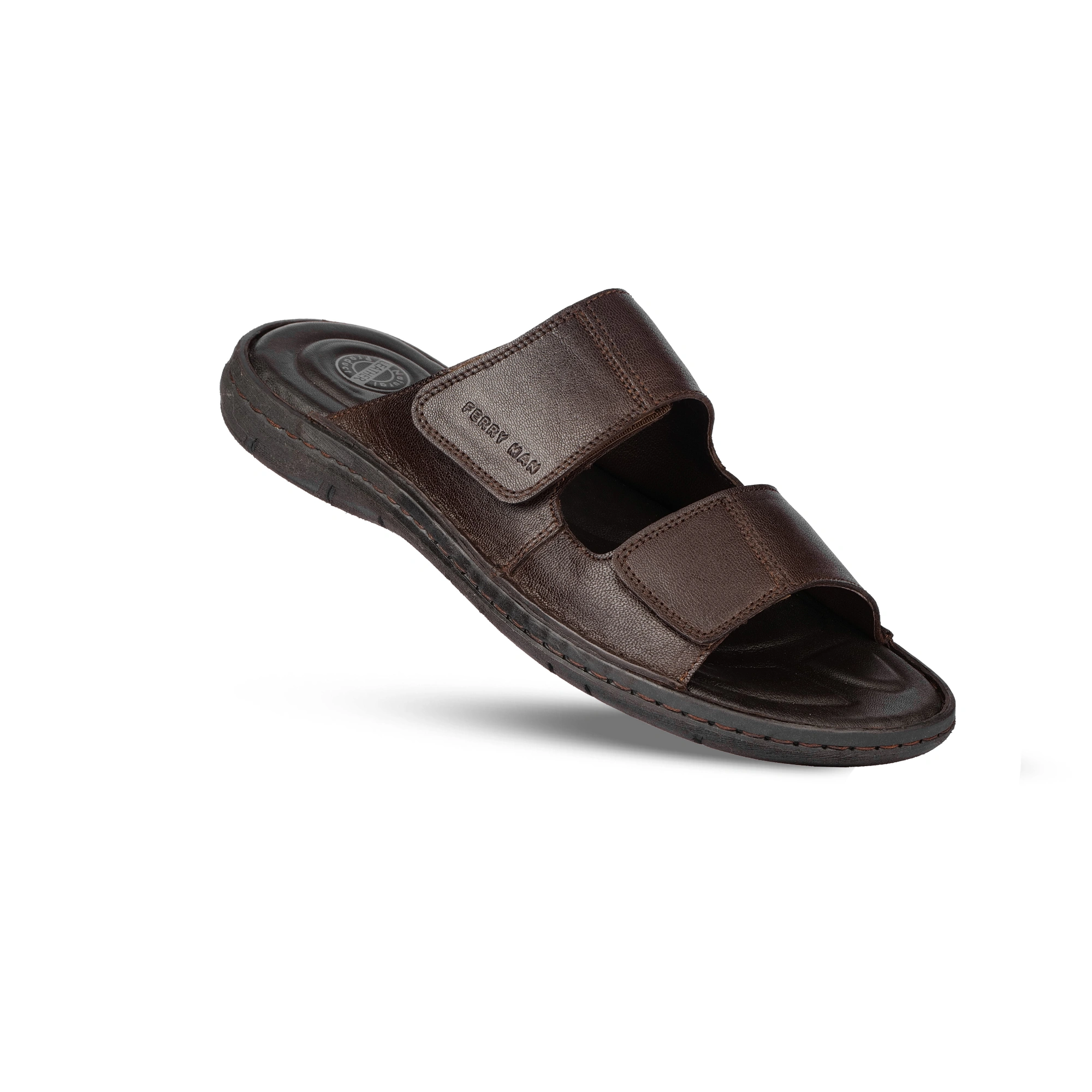 Brown Slide Slippers 32770 - Side View Side Profile View | Handcrafted Brown Leather Comfort Slide Slippers - Side Profile
