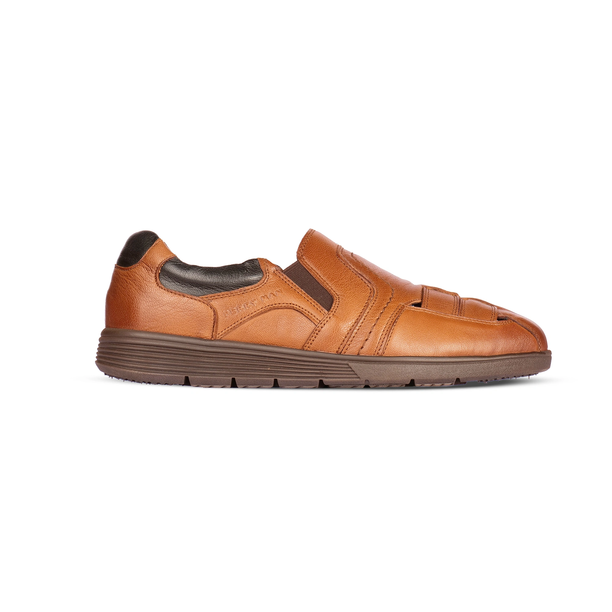 Tan Leather Loafers 38162 - Side View Side Profile View | Men's Classic Tan Leather Slip-On Office Shoes - Side Profile