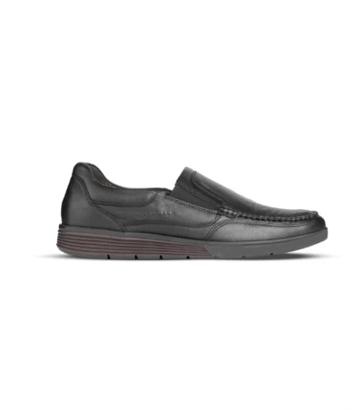 Side Profile View | Men's Black Genuine Leather Dress Slip-On Shoes - Side Profile