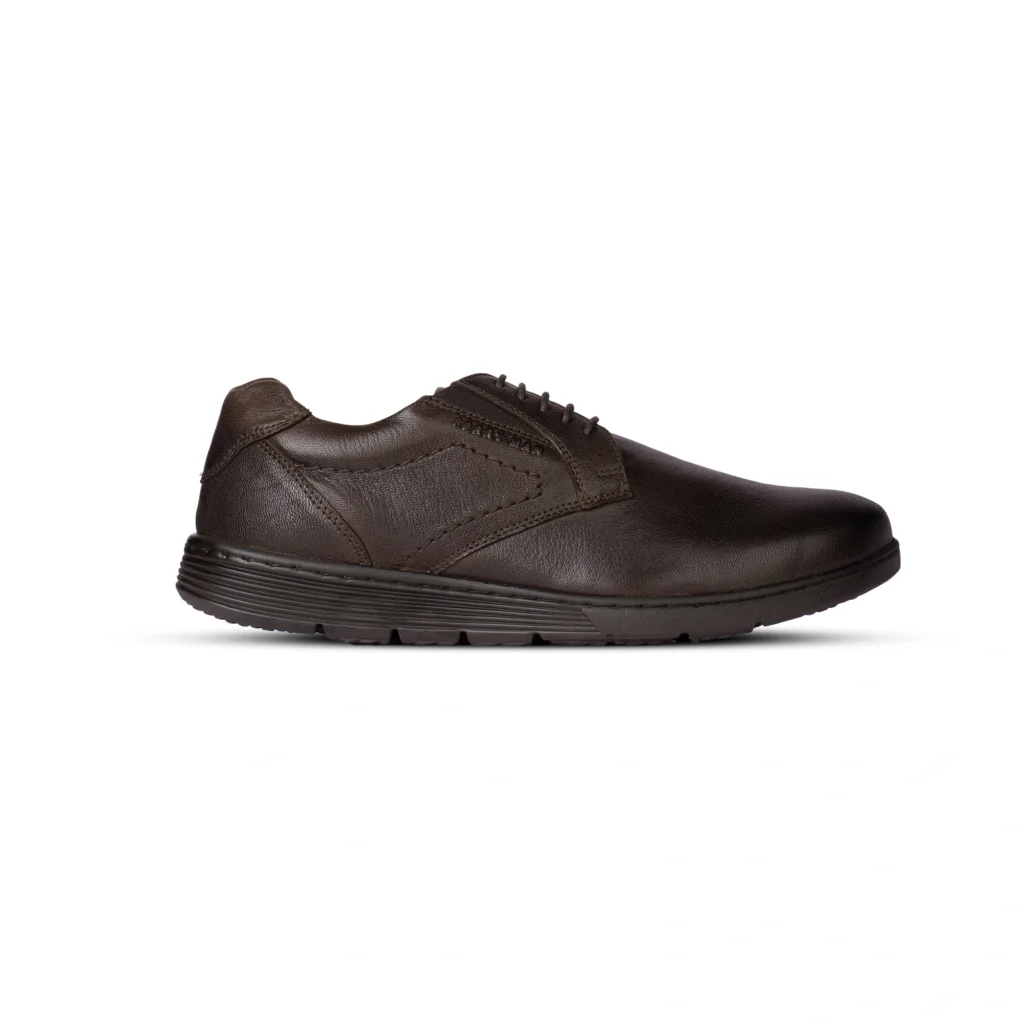 Side Profile View | Men's Formal Dark Brown Leather Lace-Up Shoes - Side Profile