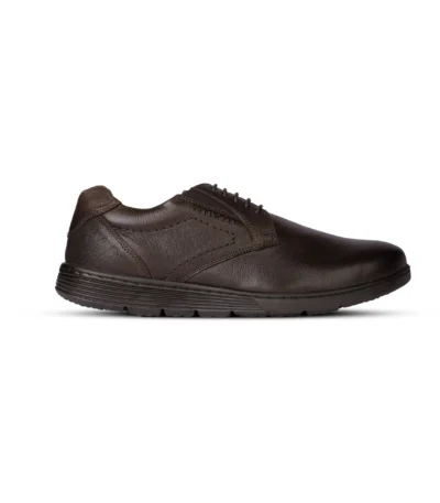 Side Profile View | Men's Formal Dark Brown Leather Lace-Up Shoes - Side Profile