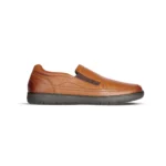 Side Profile View | Men's Classic Tan Leather Slip-On Dress Shoes - Side Profile