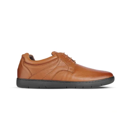 Side Profile View | Men's Tan Genuine Leather Casual Derby Shoes - Side Profile