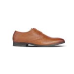 Side Profile View | Men's Tan Leather Lace-Up Business Shoes - Side Profile