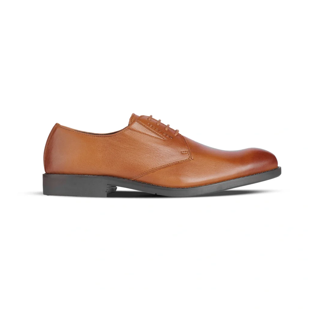 Side Profile View | Men's Classic Tan Leather Office Shoes - Side Profile